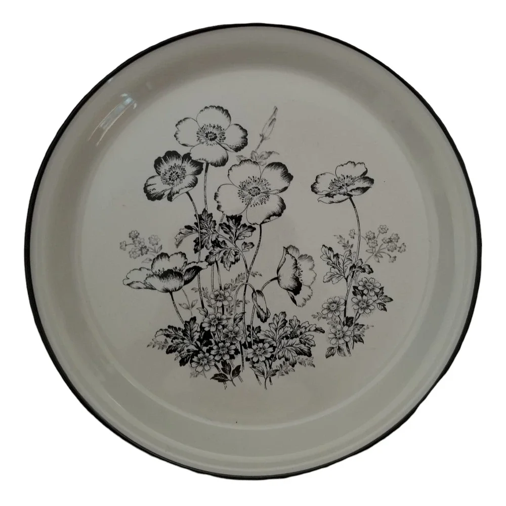 Royal Prestige Blackwood Genuine Stone Ware Floral Plate Japan 9810 Vintage